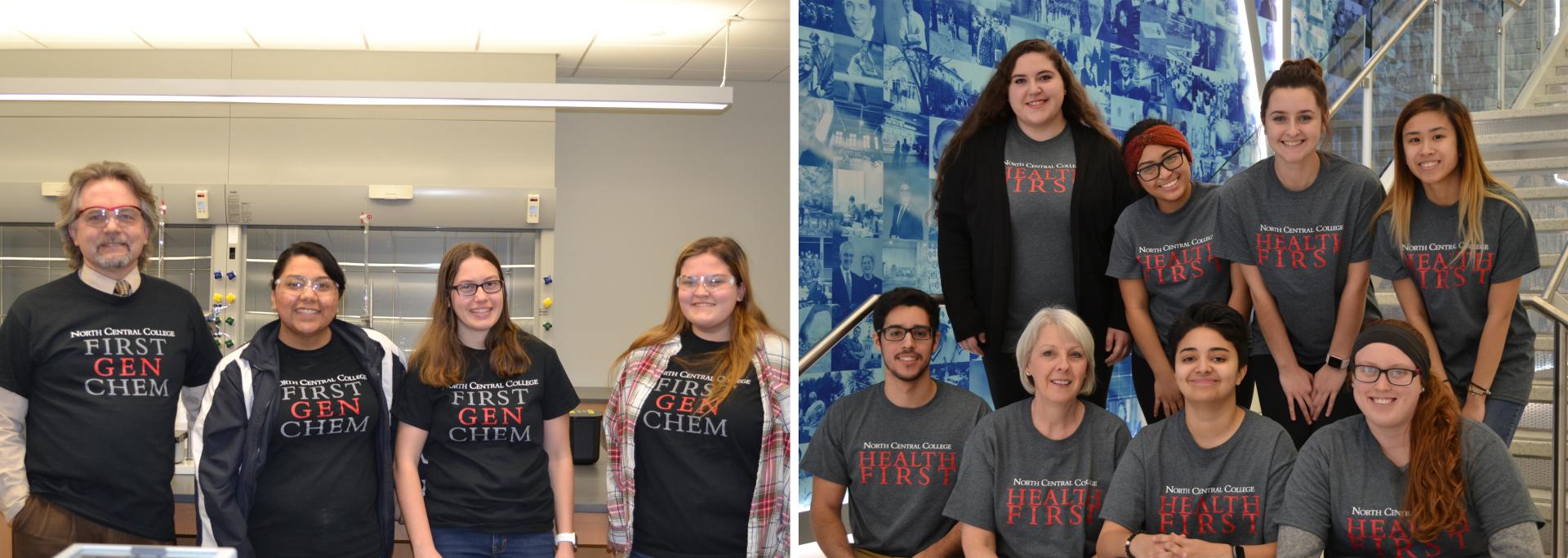 Students in the First Gen Chem and Health First programs with their faculty advisors.