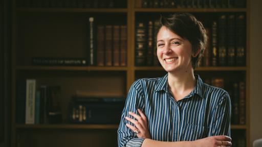 Shimer student Sophie Juhlin in a classroom