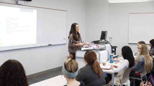 Professor talking in front of class