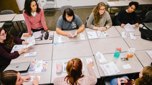 North Central College students discussion at round table