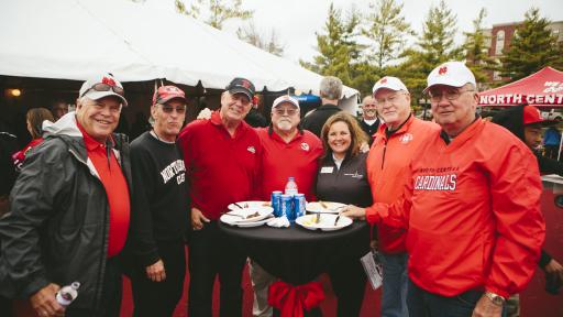 Alumni at lunch tent during homecoming