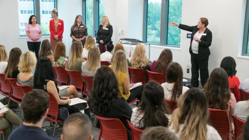 North Central College students receiving their orientation into the master's of occupational therapy program.