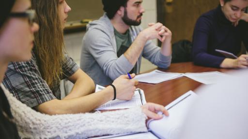 Shimer students at round table