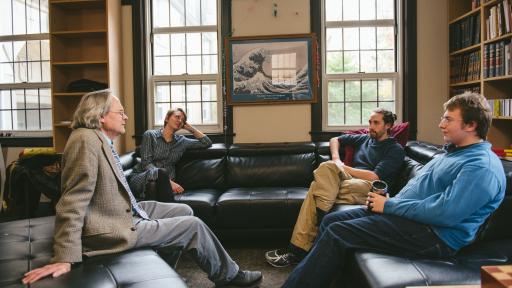 Shimer students and faculty talking
