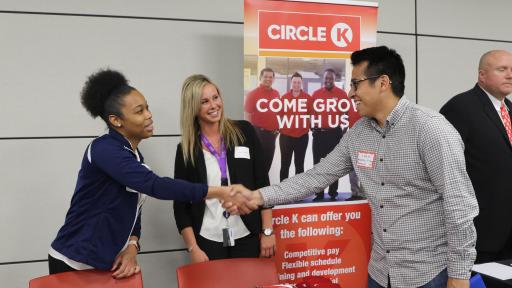 student at a job fair