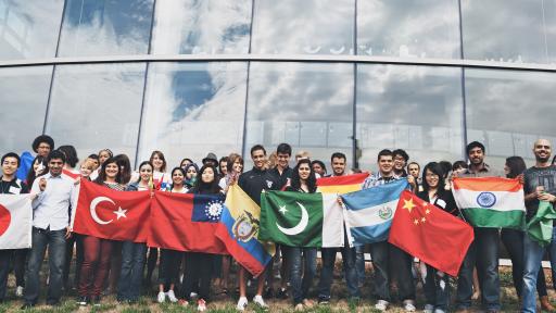 International students with flags