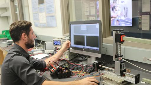 Engineering student working on computer