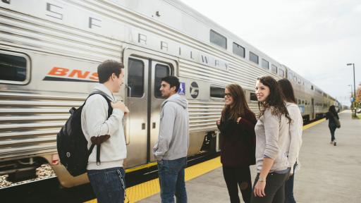 Students waiting for train