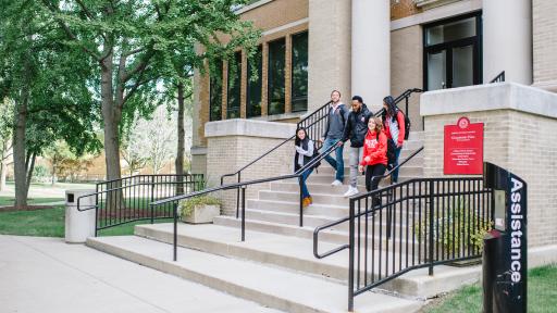 students walking on campus