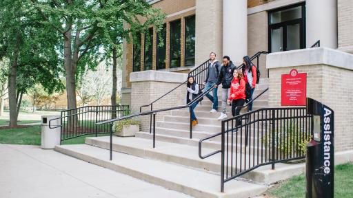 students walking on campus