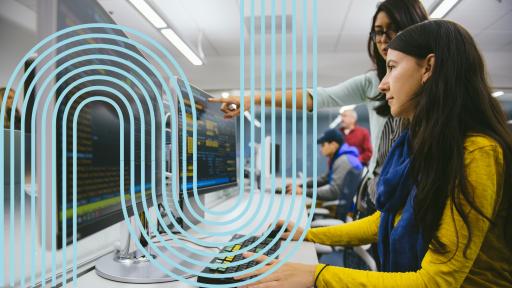 student working on computer