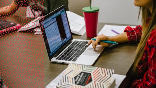 student studying online