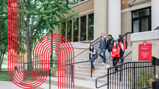 students walking on campus