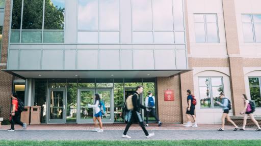 students walking on campus