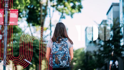 student walking on campus