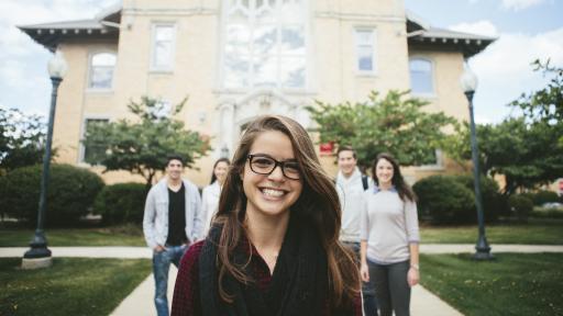 student on campus