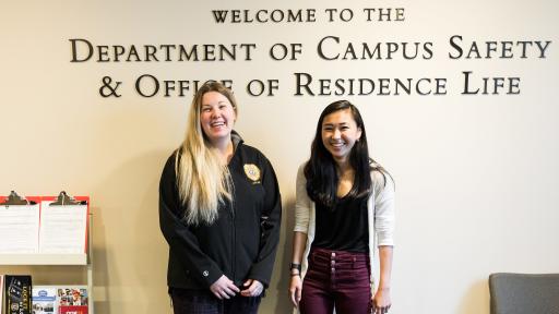 two student workers in the department of campus safety and office of residence life