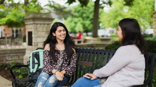 Students talk on campus 