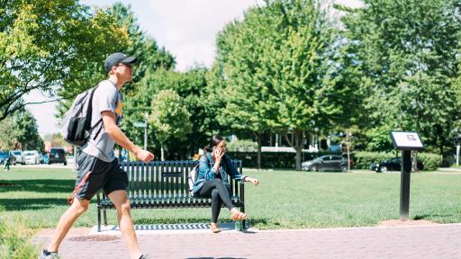 students walking on campus