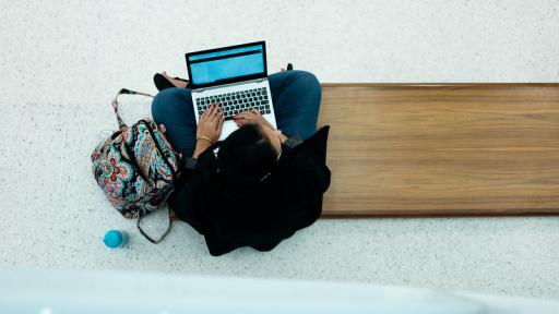 student sitting in wentz science center