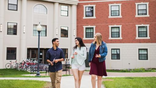 students walking on campus