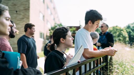 students in class outside