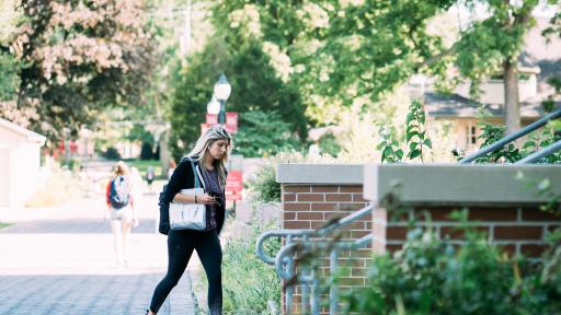 student walking into the wentz science center