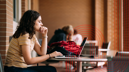 student studying outside