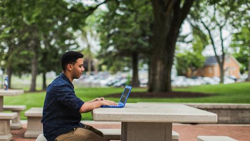 Student studying on computer