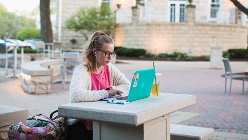 student studying online