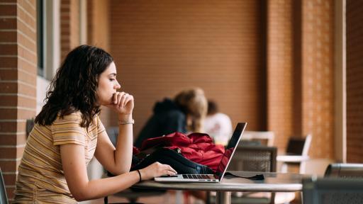 student studying online