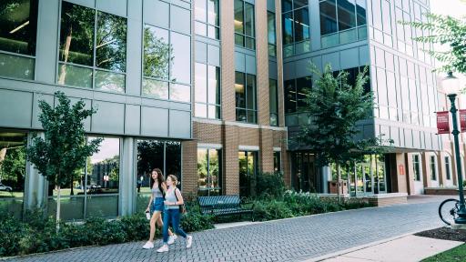 students walking around campus