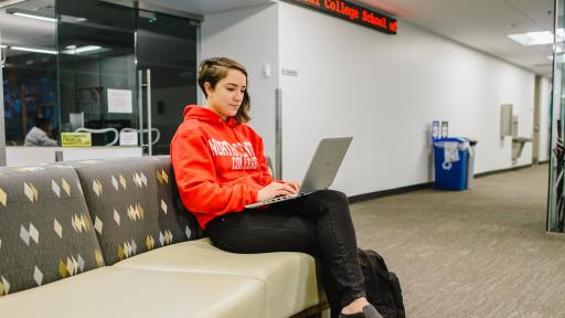 student working on laptop