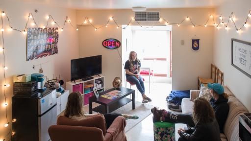 Students in residence hall