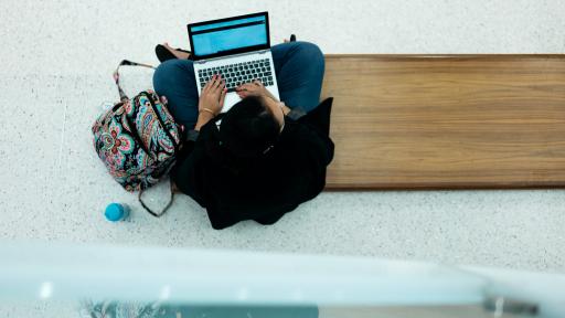 Student working on laptop