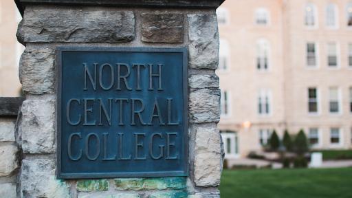 North Central College Plaque outside Old Main