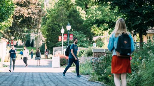 students walking on campus