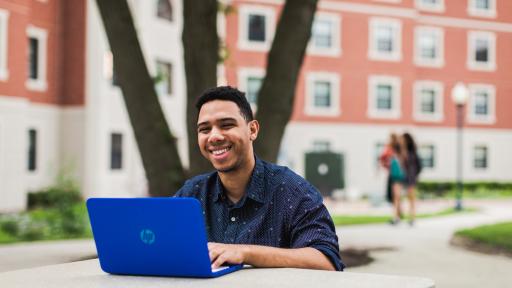 student studying online