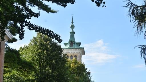 Old main tower on a sunny afternoon