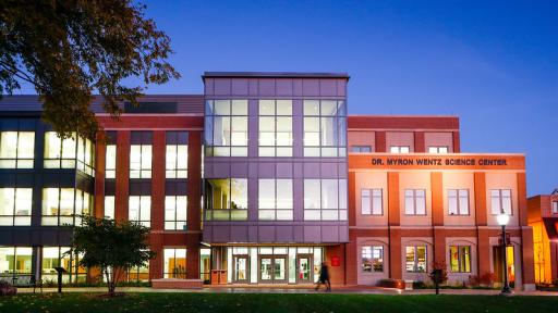 Wentz Science Center at night