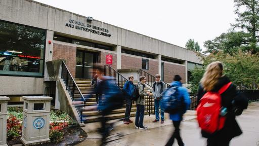 Blurred image of students walking