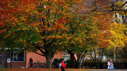Student walking on campus