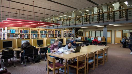 students in the Osterle library