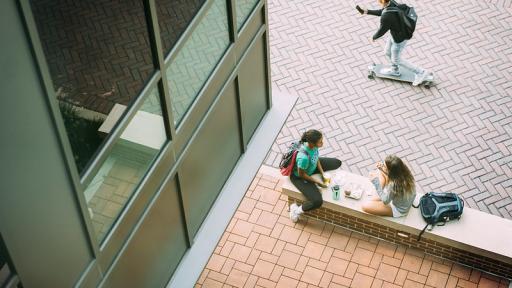 Students sitting outside of the wentz science center