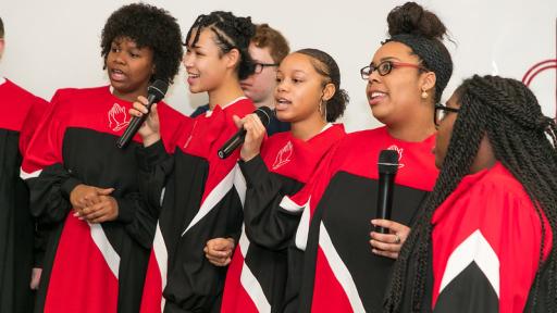 Choir singing on stage 