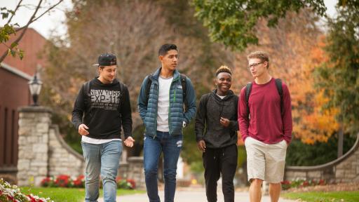 Students walking together on campus