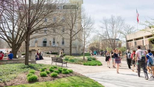 Students walking on campus