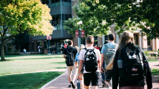 Students walking on campus