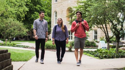 students walking on campus