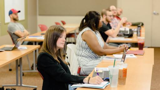 students taking notes in class